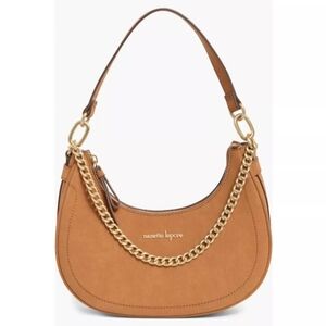 Nanette lepore Florentina Nubuck Crescent shoulder bag brown baguette bag